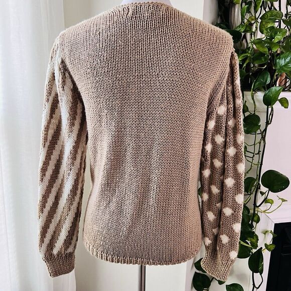 Chantelle Brown & White Angora Rabbit Hair Blend Cozy Sweater - Medium - Picture 7 of 9